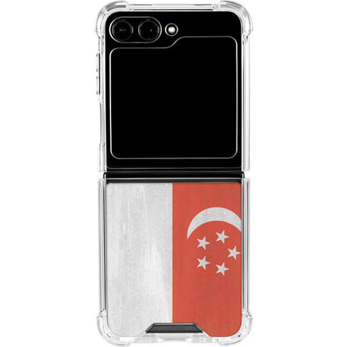 Singapore Flag Distressed Galaxy Z Flip5 5G Clear Case
